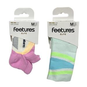 Feetures Elite Light Cushion Socks Sz M New $39 Pink Citrus Mint Bounce 2 Pairs